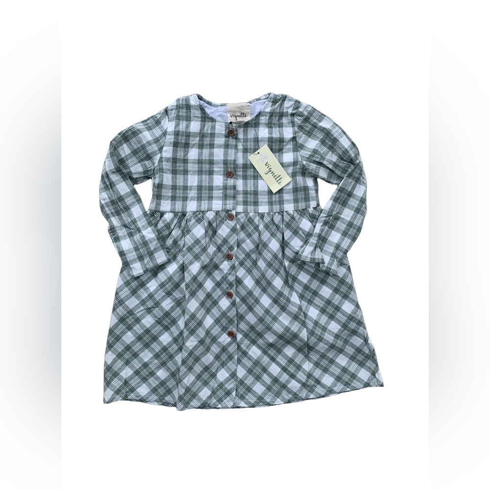 Vignette NWT Size 3 Green and White Plaid Kit Dress